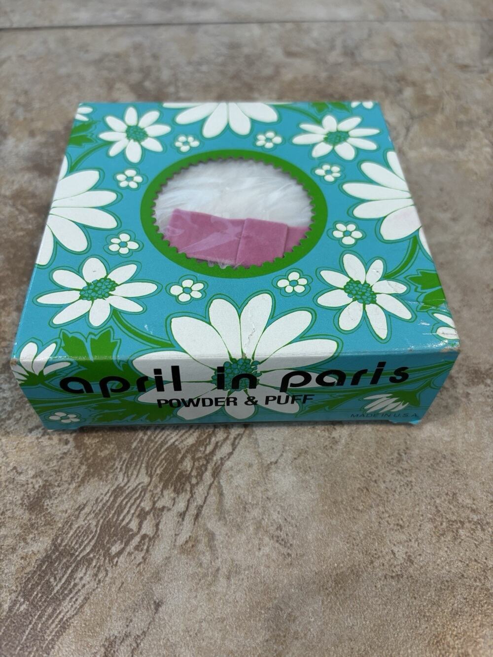 Vintage April In Paris Dusting Powder‎ & Puff Gift Set 5 Oz Floral Box Unused